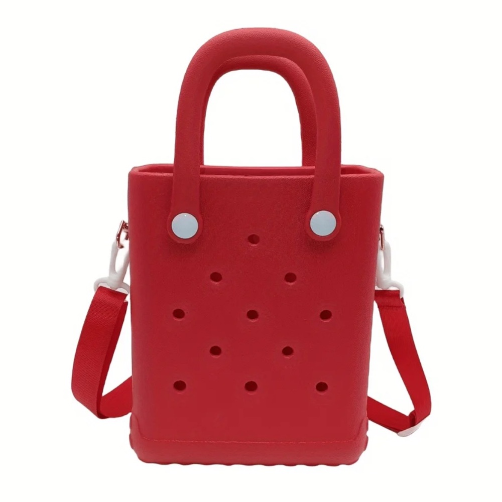 🆕 Mini Red Crossbody Beach Pool Boat Bag Tote Purse